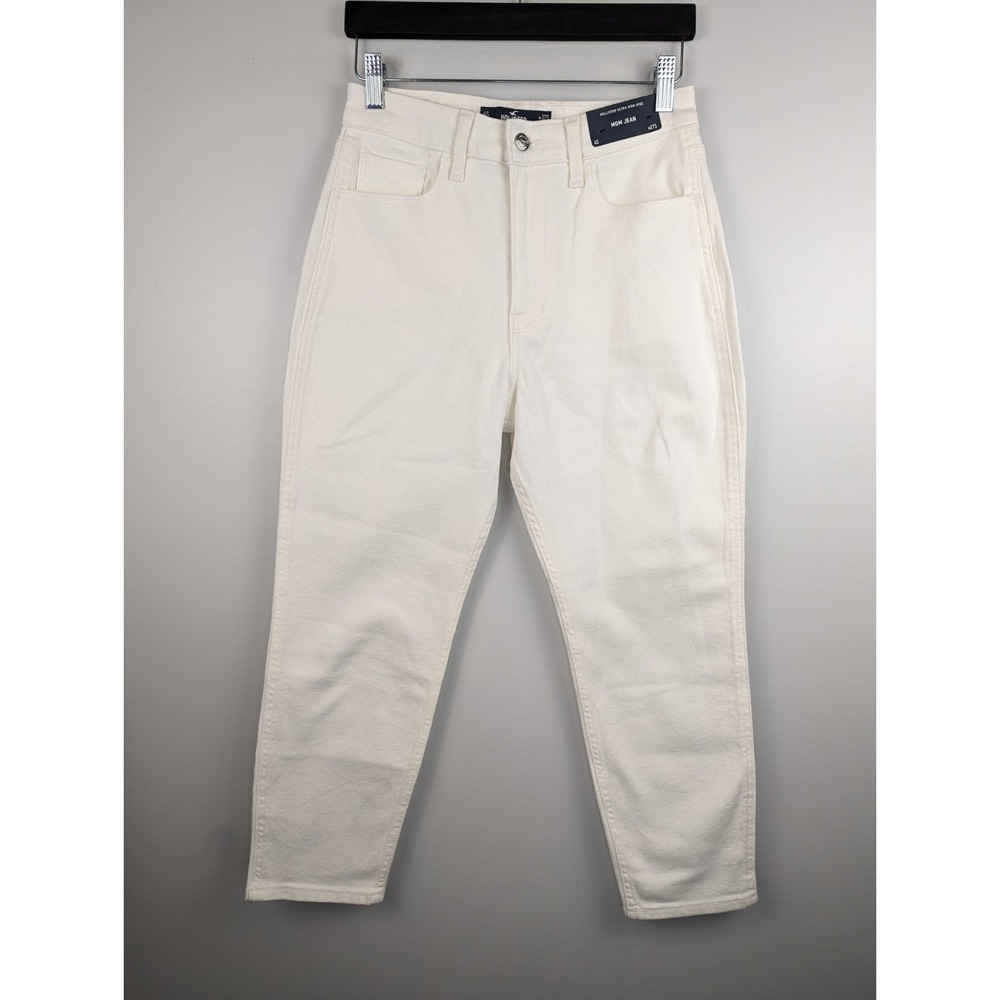 Hollister Women's Ultra High Rise Mom Jeans 4S White Vintage Stretch Denim W27S